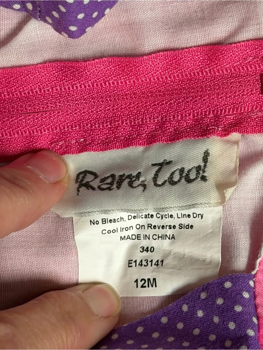Vintage Y2K Rare Too Girls 12M Hot Pink Polka Dot Bow Strap Party Dress